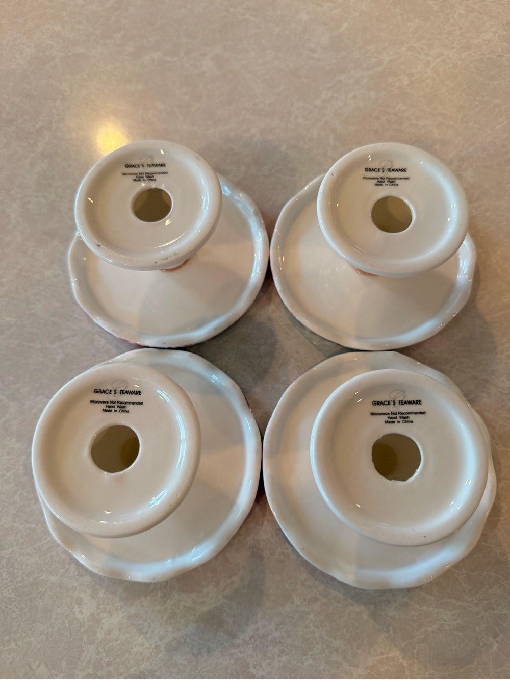 Floral Ceramic Mini Cake Stands - Set of 4 - Picture 4 of 4